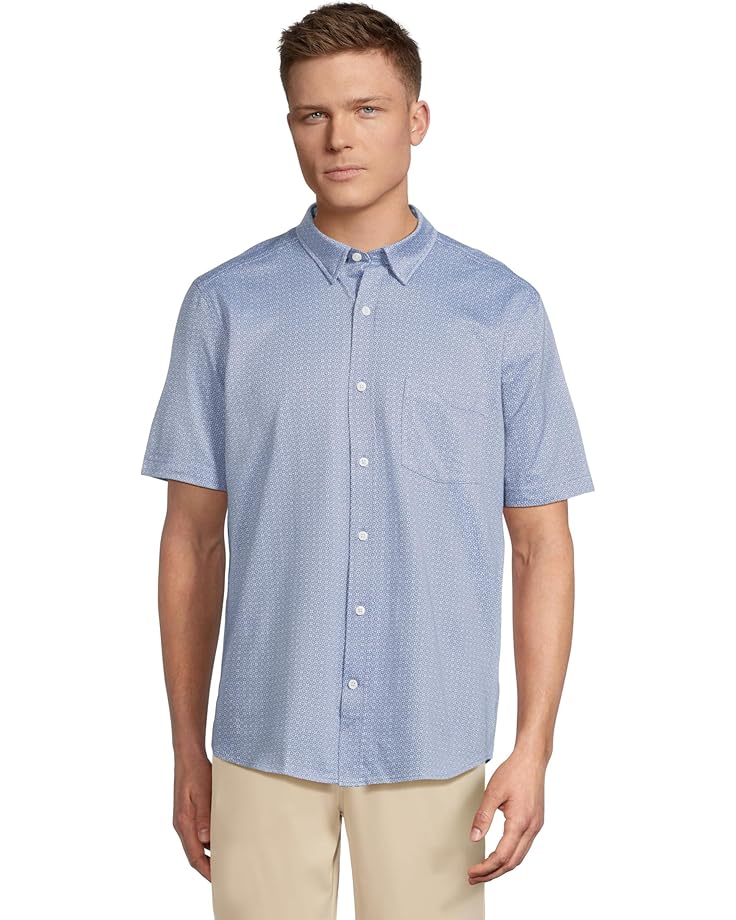 6pm Johnston & Murphy Short Sleeve XC Flex Birdseye Geo Print Button Front Shirt Men's