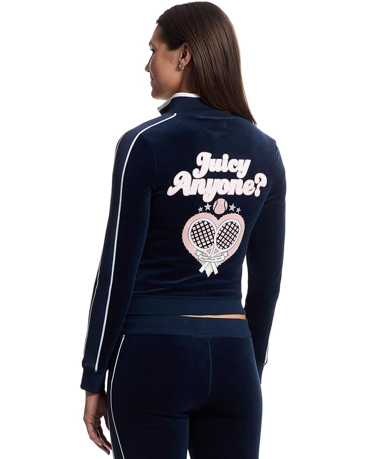 Juicy Couture Heritage Mock Neck Track Jacket With Back Graphic Women's