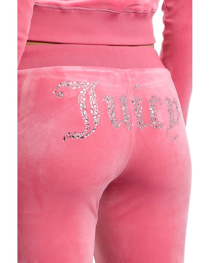 Juicy Couture Luxe Velour Rib Waist Velour Pants With Mixed Ston Women's