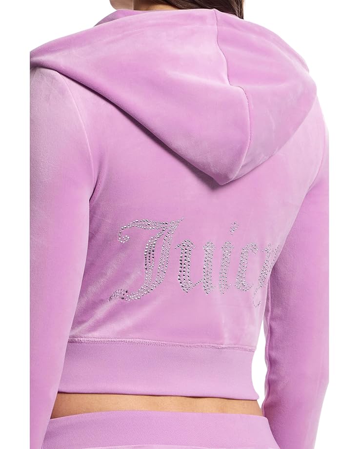 Juicy Couture Solid Classic Juicy Hoodie With Back Bling Women's Violet Tulle