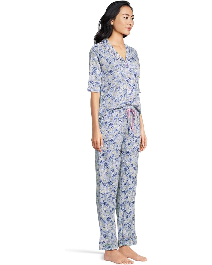 Karen Neuburger Elbow Sleeve Notch Collar Girlfriend PJ Set Women's