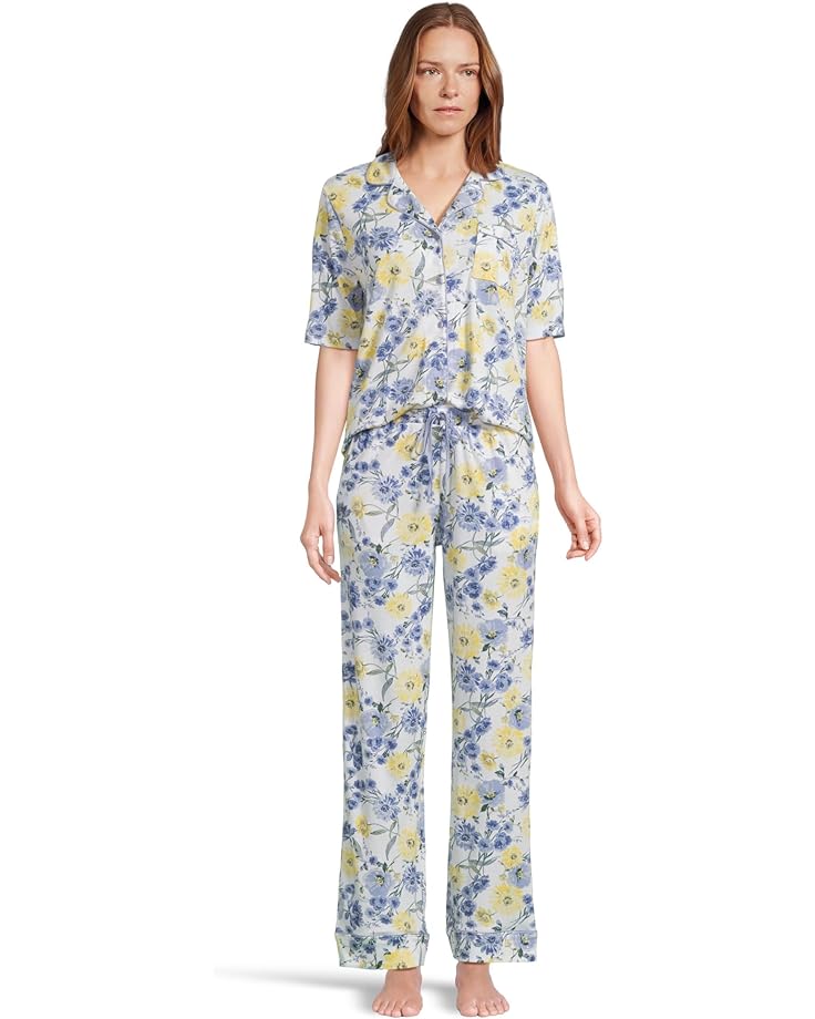 Karen Neuburger Elbow Sleeve Notch Collar Girlfriend PJ Set Women's