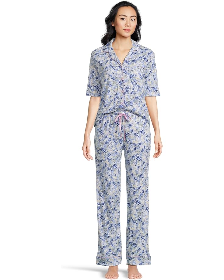 Karen Neuburger Elbow Sleeve Notch Collar Girlfriend PJ Set Women's