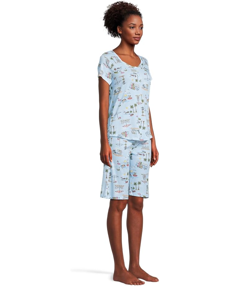 6pm Karen Neuburger Novelty Print Short Sleeve Bermuda Set Women's