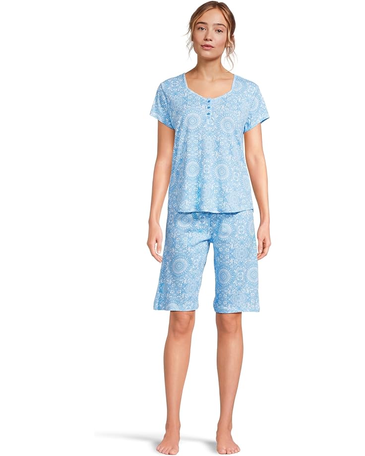 6pm Karen Neuburger Novelty Print Short Sleeve Bermuda Set Women's