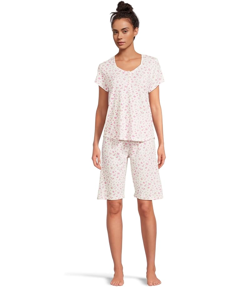 6pm Karen Neuburger Novelty Print Short Sleeve Bermuda Set Women's