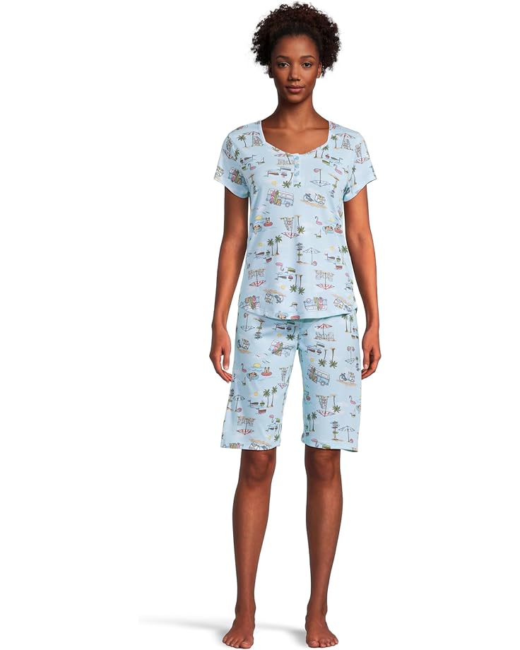 6pm Karen Neuburger Novelty Print Short Sleeve Bermuda Set Women's