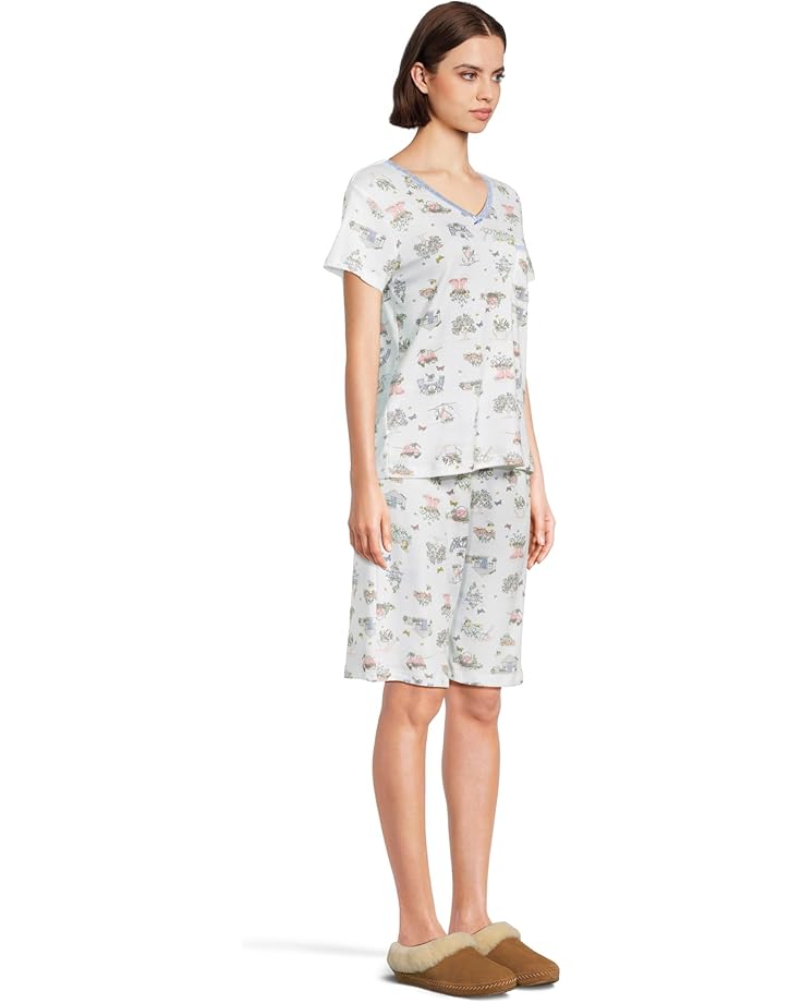 Karen Neuburger Novelty Short Sleeve Tee And Bermuda Short Set Women's Garden Scene