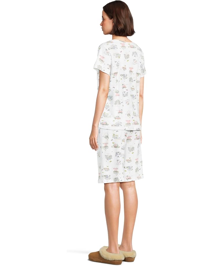Karen Neuburger Novelty Short Sleeve Tee And Bermuda Short Set Women's Garden Scene