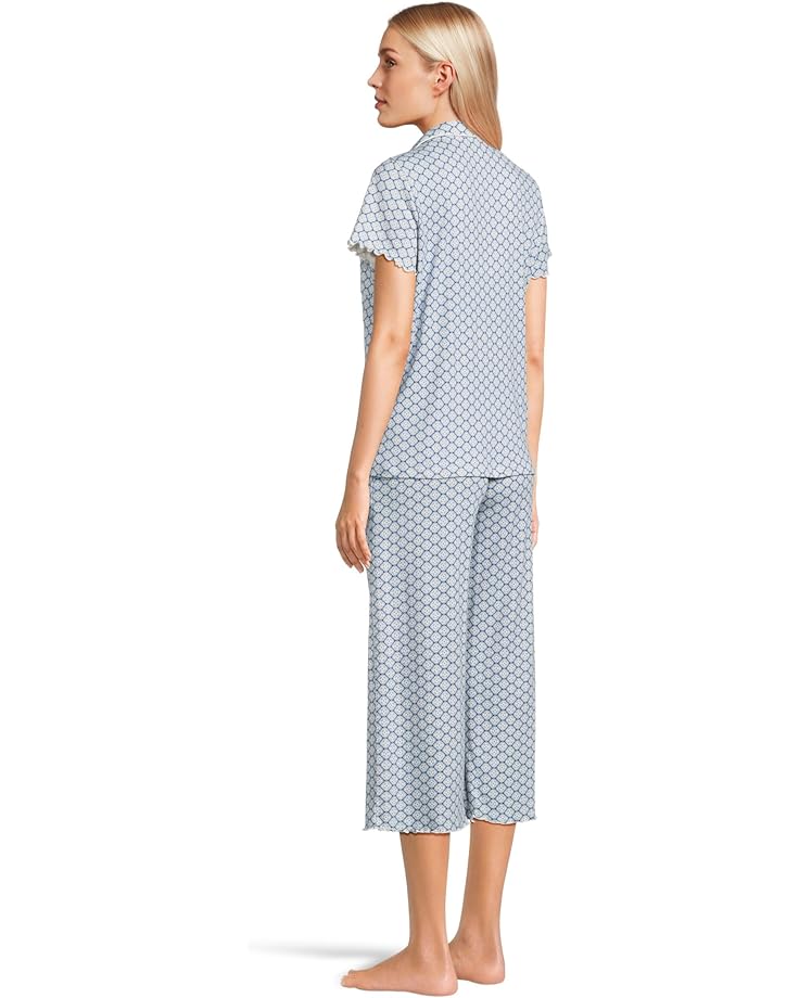 6pm Karen Neuburger Paisley Dreams Short Sleeve Notch Top And Capri Set With Lettuce Edges Women's