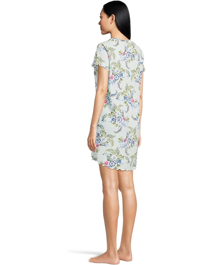 6pm Karen Neuburger Paisley Dreams Short Sleeve Sleepshirt With Lettuce Edges Women's