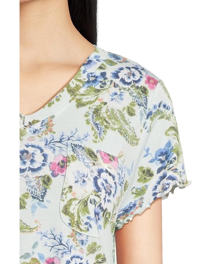 6pm Karen Neuburger Paisley Dreams Short Sleeve Sleepshirt With Lettuce Edges Women's
