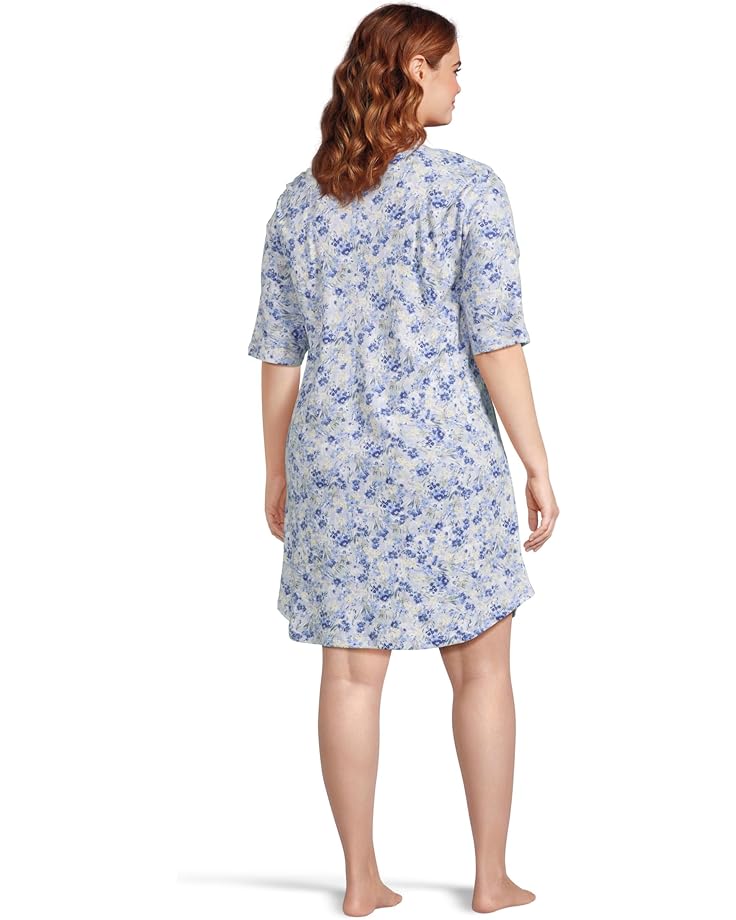 Karen Neuburger Plus Size Elbow Sleeve Henley Sleepshirt Women's