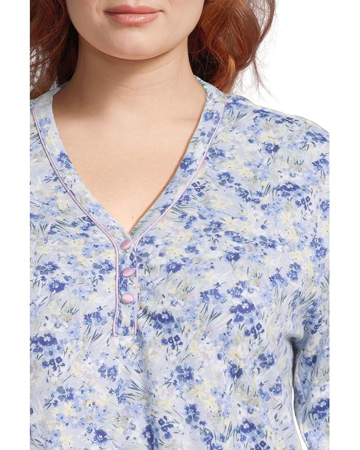 Karen Neuburger Plus Size Elbow Sleeve Henley Sleepshirt Women's