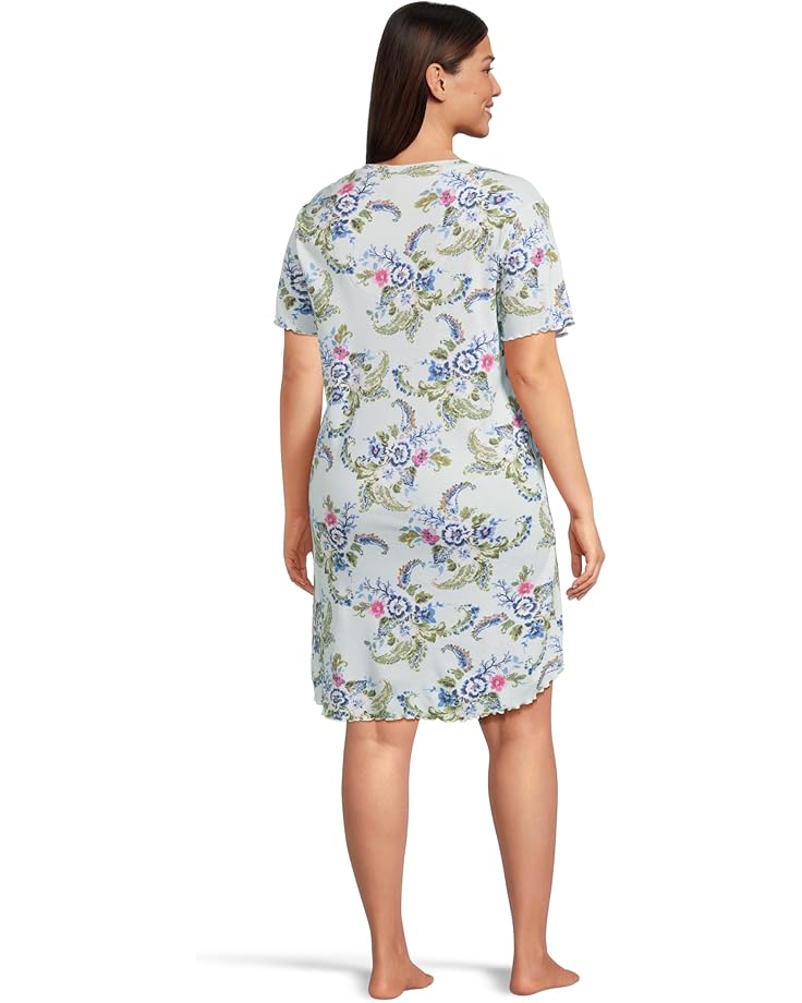 6pm Karen Neuburger Plus Size Paisley Dreams Short Sleeve Sleepshirt With Lettuce Edges Women's