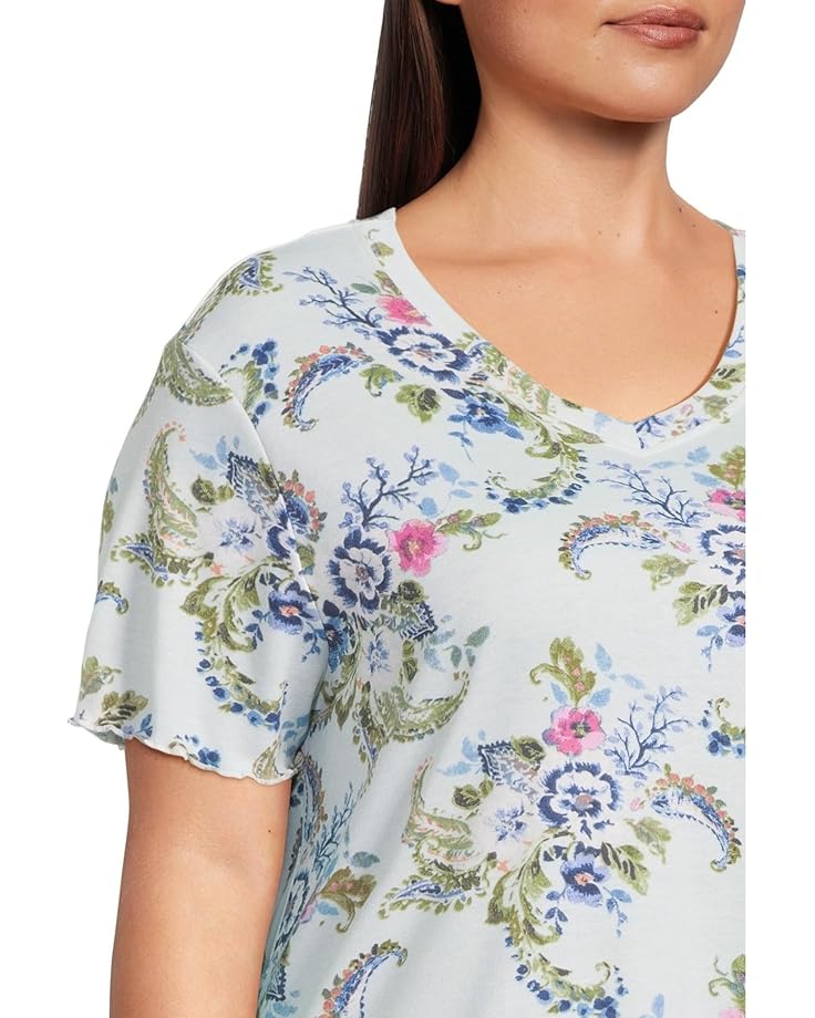 6pm Karen Neuburger Plus Size Paisley Dreams Short Sleeve Sleepshirt With Lettuce Edges Women's