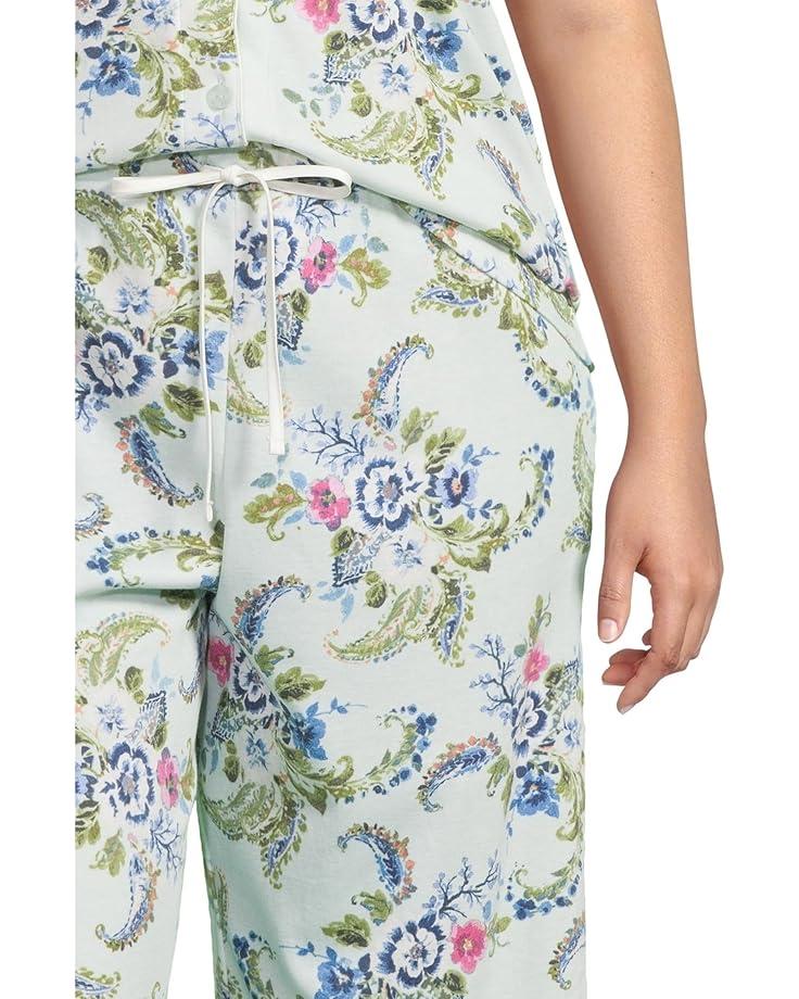 6pm Karen Neuburger Plus Size Paisley Dreams Short Sleeve Notch Top And Capri Set With Lettuce Edges Women's