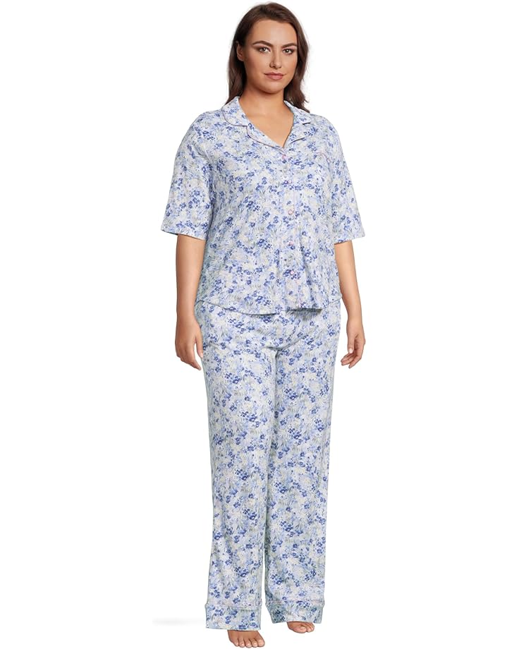 Karen Neuburger Plus Size Rose Gardens Notch Collar Girlfriend Pajama Set Women's