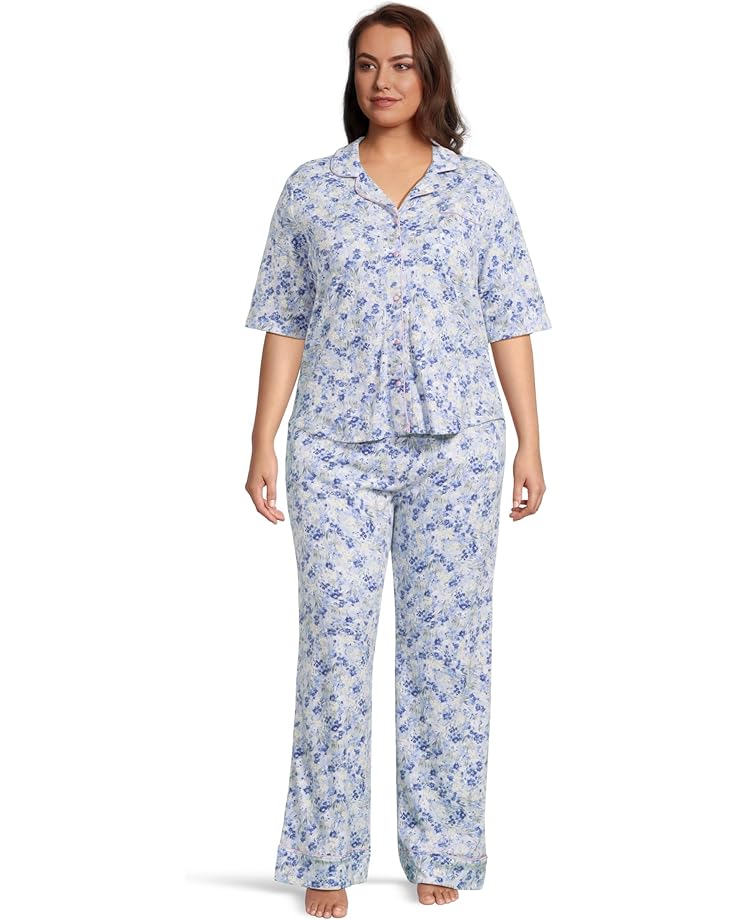 Karen Neuburger Plus Size Rose Gardens Notch Collar Girlfriend Pajama Set Women's