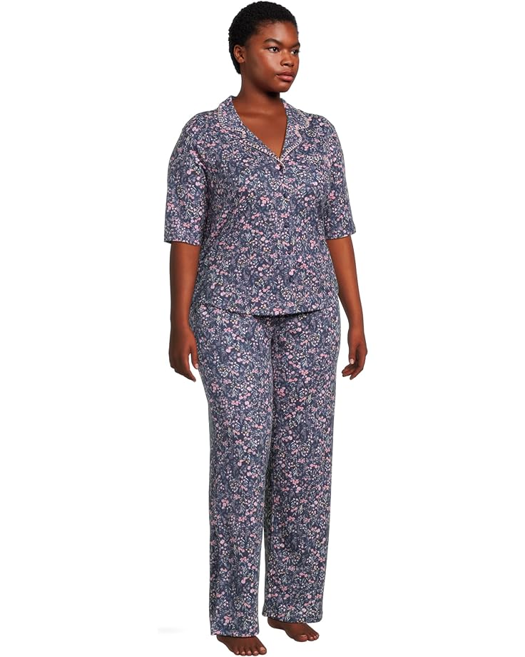 Karen Neuburger Short Sleeve Notch Collar And Pant PJ Set Women's
