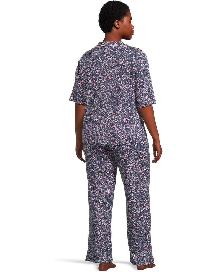 Karen Neuburger Short Sleeve Notch Collar And Pant PJ Set Women's