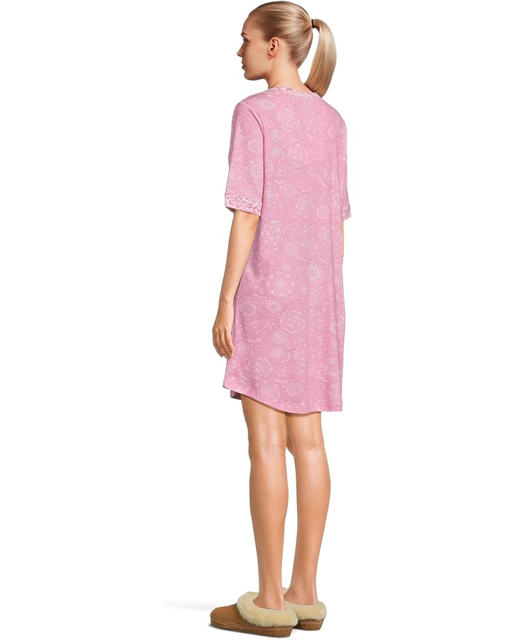 6pm Karen Neuburger Tuscan Sun Elbow Sleeve Henley Sleepshirt With Twin Print Women's