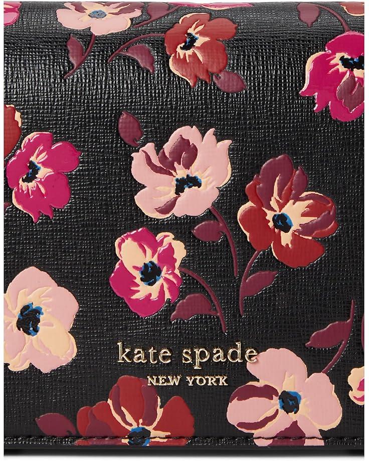 6pm Kate Spade New York Devin Fall Poppies Embossed Saffiano Leather Flap Chain Wallet
