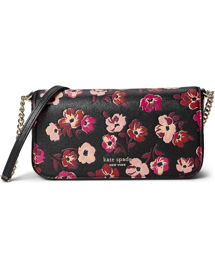6pm Kate Spade New York Devin Fall Poppies Embossed Saffiano Leather Flap Chain Wallet