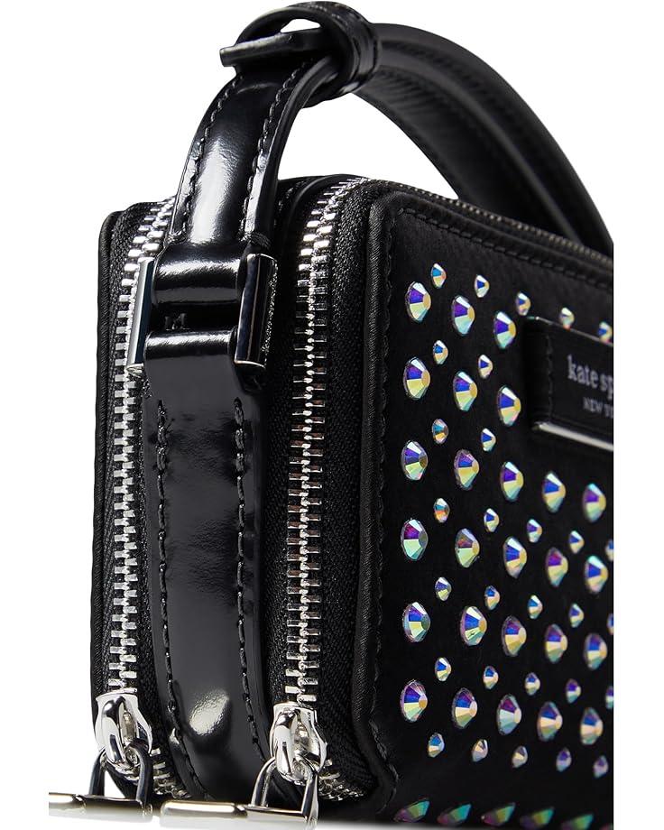 6pm Kate Spade New York Double Zip Micro Embellished Leather Double Zip Micro Crossbody
