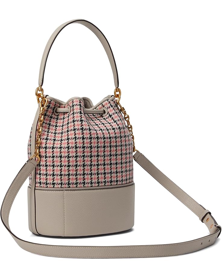 6pm Kate Spade New York Gramercy Racing Stripe Plaid Twill Fabric Medium Bucket Bag