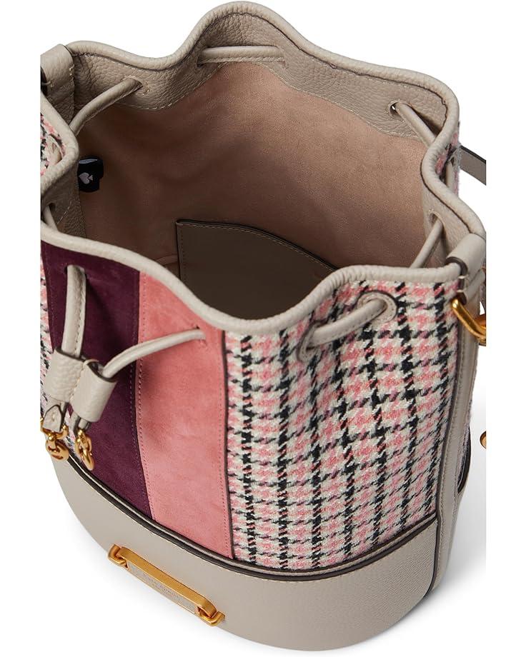 6pm Kate Spade New York Gramercy Racing Stripe Plaid Twill Fabric Medium Bucket Bag