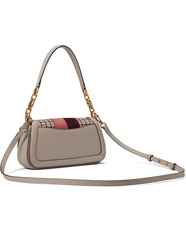 6pm Kate Spade New York Gramercy Racing Stripe Plaid Twill Fabric Small Flap Shoulder