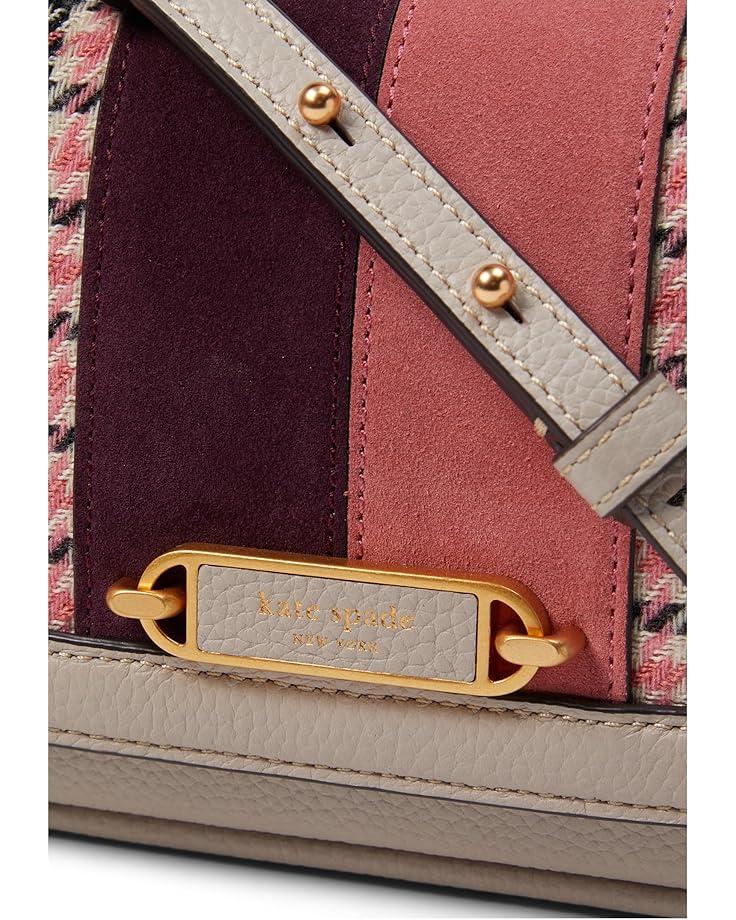 6pm Kate Spade New York Gramercy Racing Stripe Plaid Twill Fabric Small Flap Shoulder