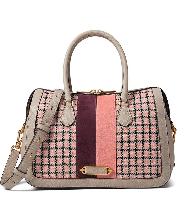 6pm Kate Spade New York Gramercy Racing Stripe Plaid Twill Fabric Medium Satchel