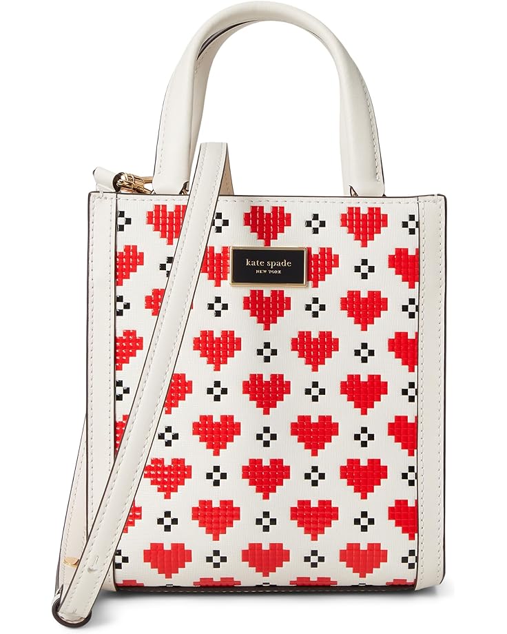 6pm Kate Spade New York Manhattan Pixel Hearts Embossed Saffiano Leather Mini Tote