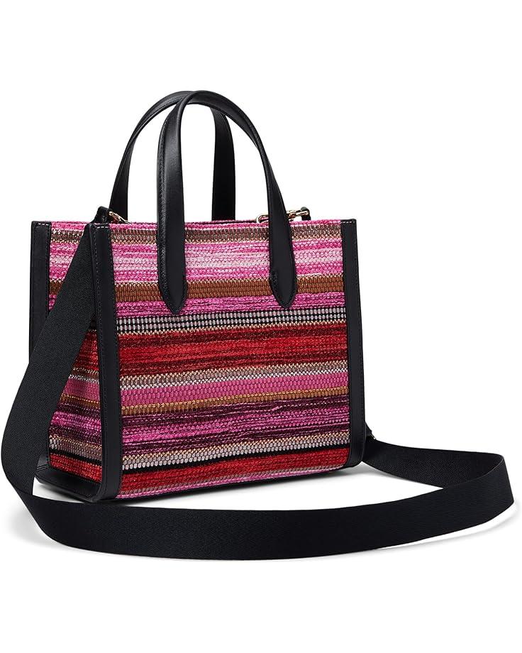 6pm Kate Spade New York Manhattan Striped Metallic Fabric Small Tote