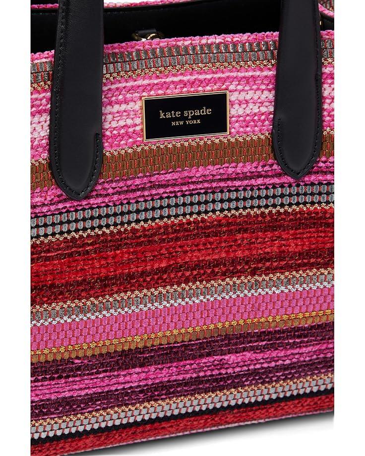 6pm Kate Spade New York Manhattan Striped Metallic Fabric Small Tote