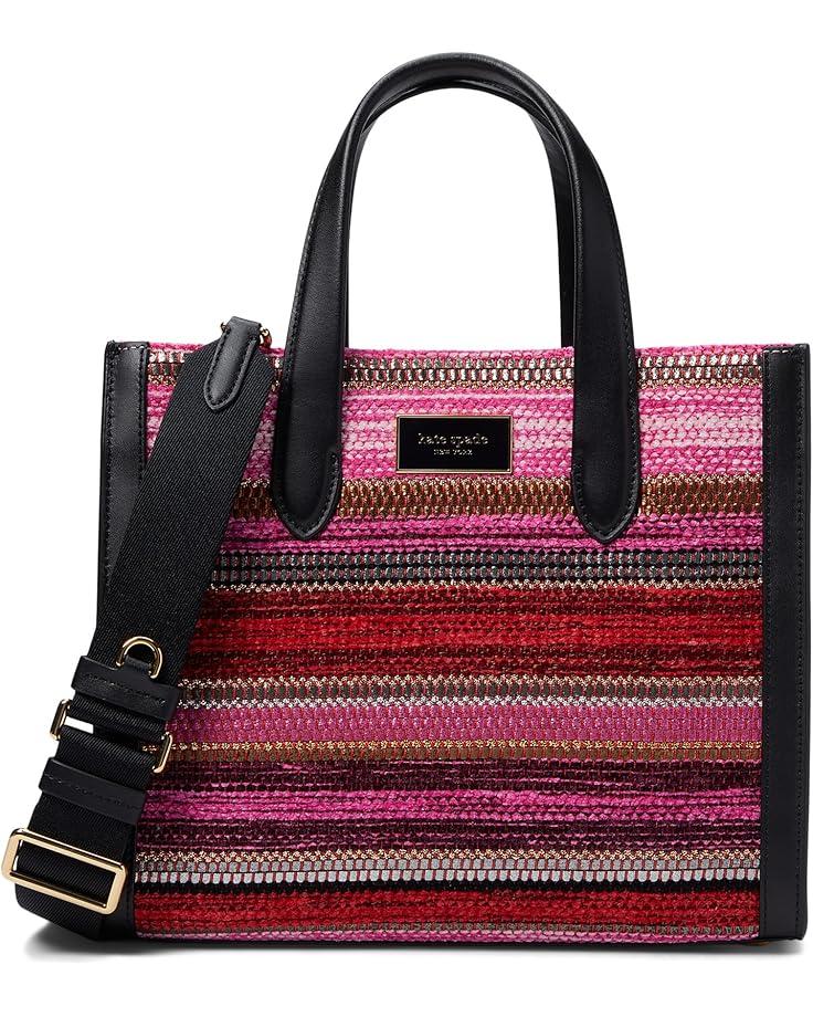6pm Kate Spade New York Manhattan Striped Metallic Fabric Small Tote