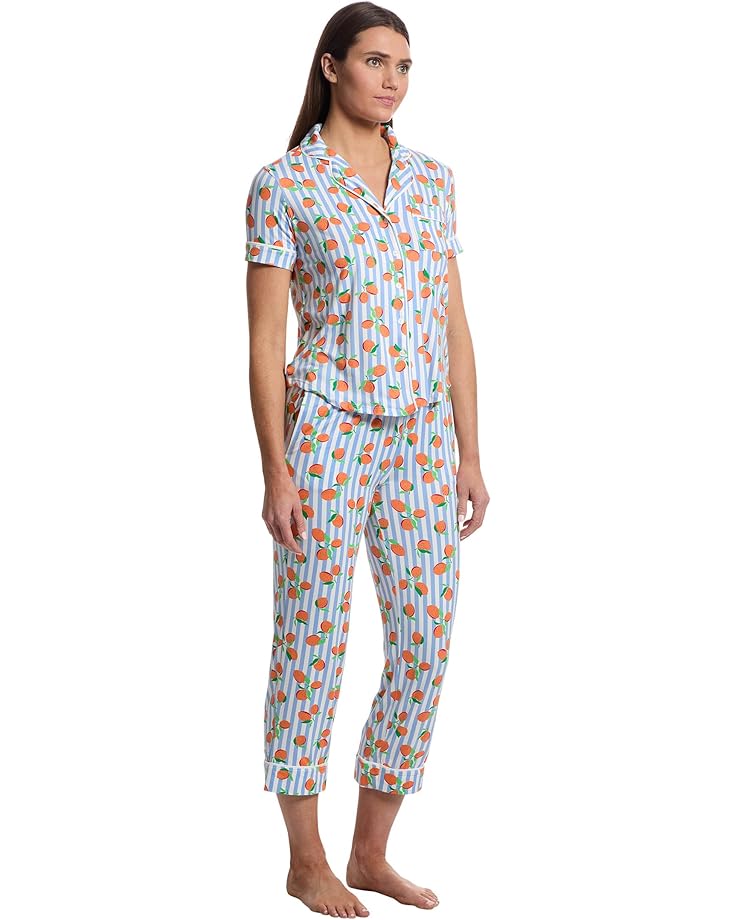 Kate Spade New York Short Sleeve Cropped PJ Set Women's Tossed Oranges