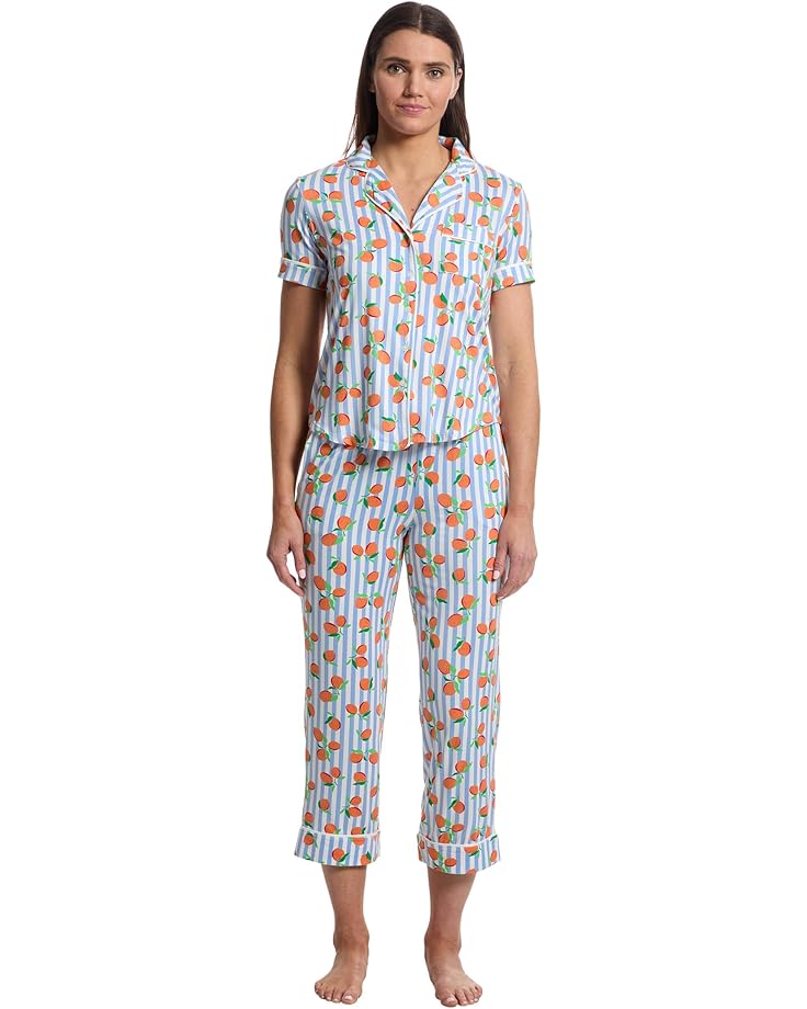 Kate Spade New York Short Sleeve Cropped PJ Set Women's Tossed Oranges