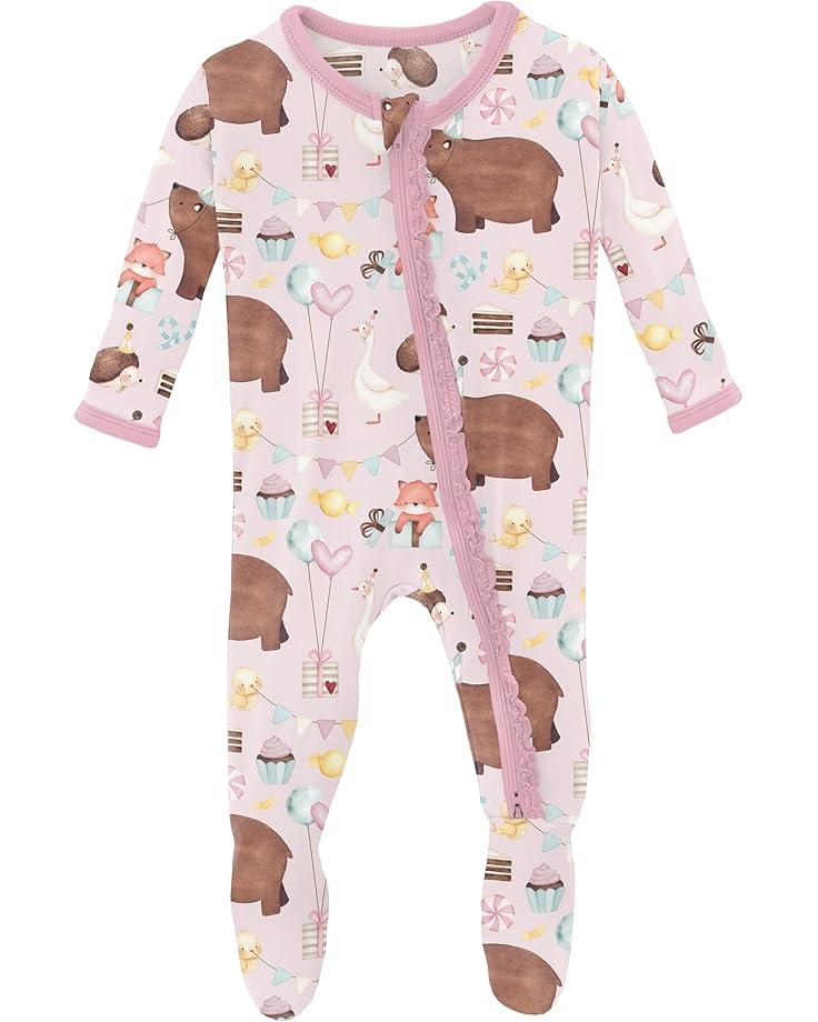 6pm Kickee Pants Kids Print Muffin Ruffle Footie with 2 Way Zipper (Infant)