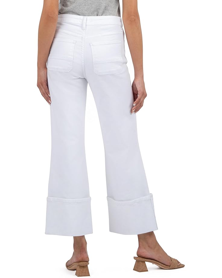 KUT From The Kloth Charlotte High Rise Fab Ab Wide Leg-Roll Up Women's Optic White