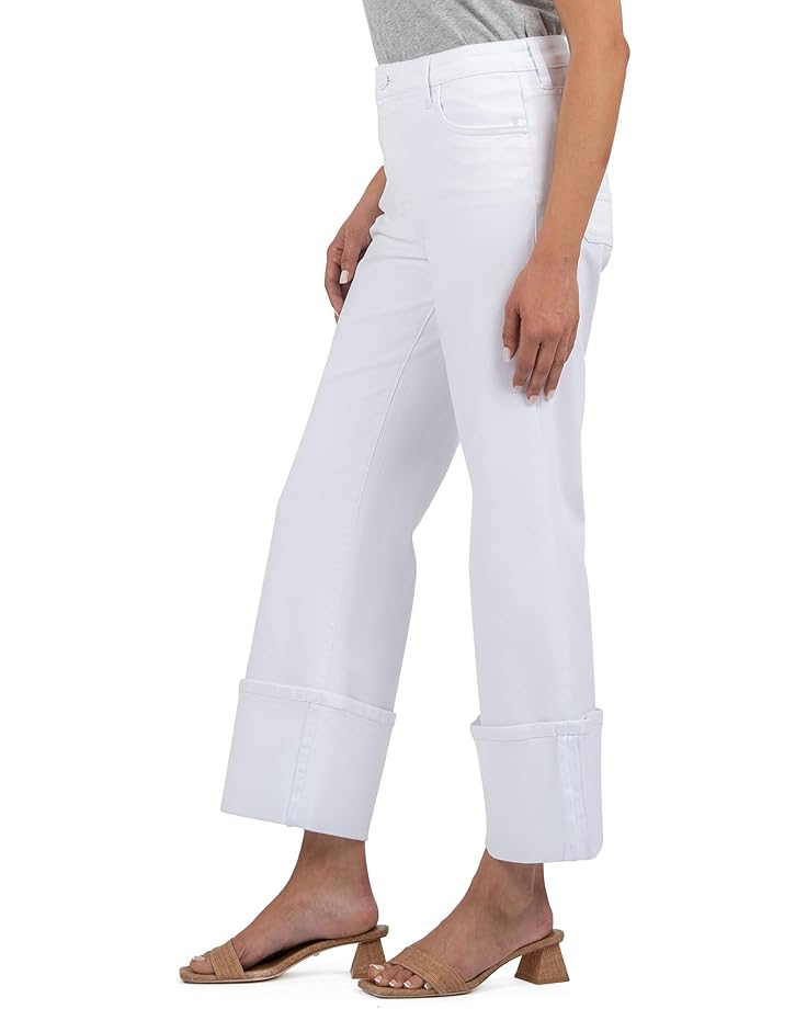KUT From The Kloth Charlotte High Rise Fab Ab Wide Leg-Roll Up Women's Optic White