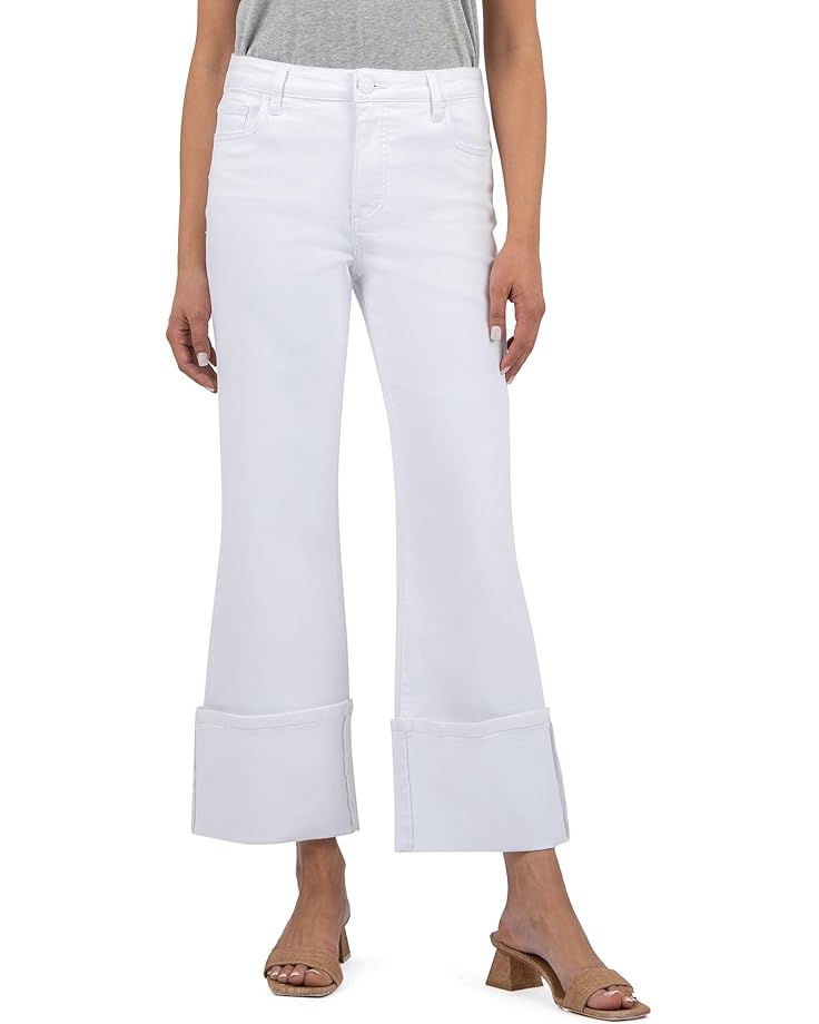 KUT from the Kloth Charlotte High Rise Fab Ab Wide Leg-Roll Up Women's Optic White