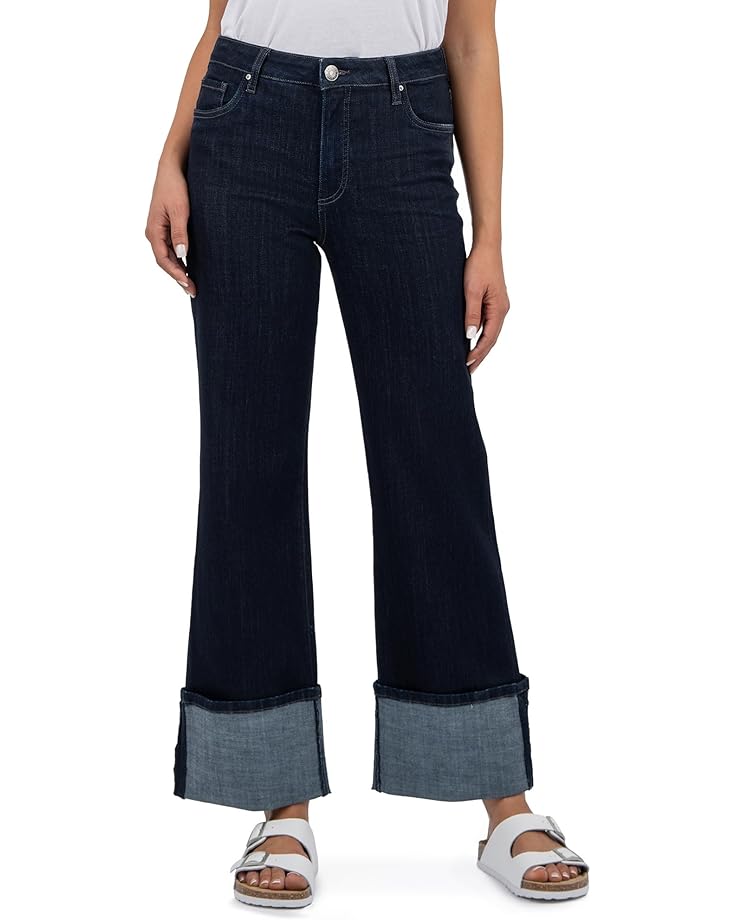 KUT from the Kloth Charlotte High Rise Fab Ab Wide Leg-Roll Up Women's Distinguished with Euro Base Wash