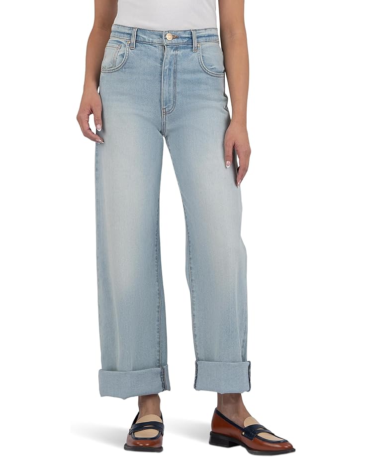6pm KUT from the Kloth Gwen High-Rise Wide Leg Roll-Up 5 Pockets Women's