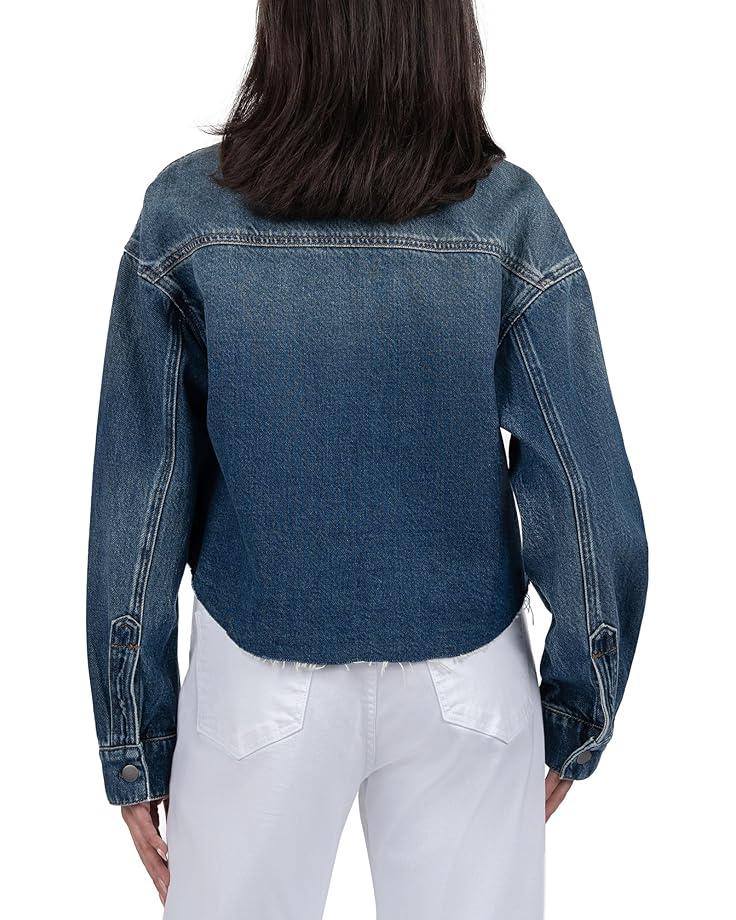 KUT From The Kloth LANA JACKET-DROP SHOULDER /PATCH FLAPS FRONT POCKETS Women's Assertiveness With Dark Base Wash