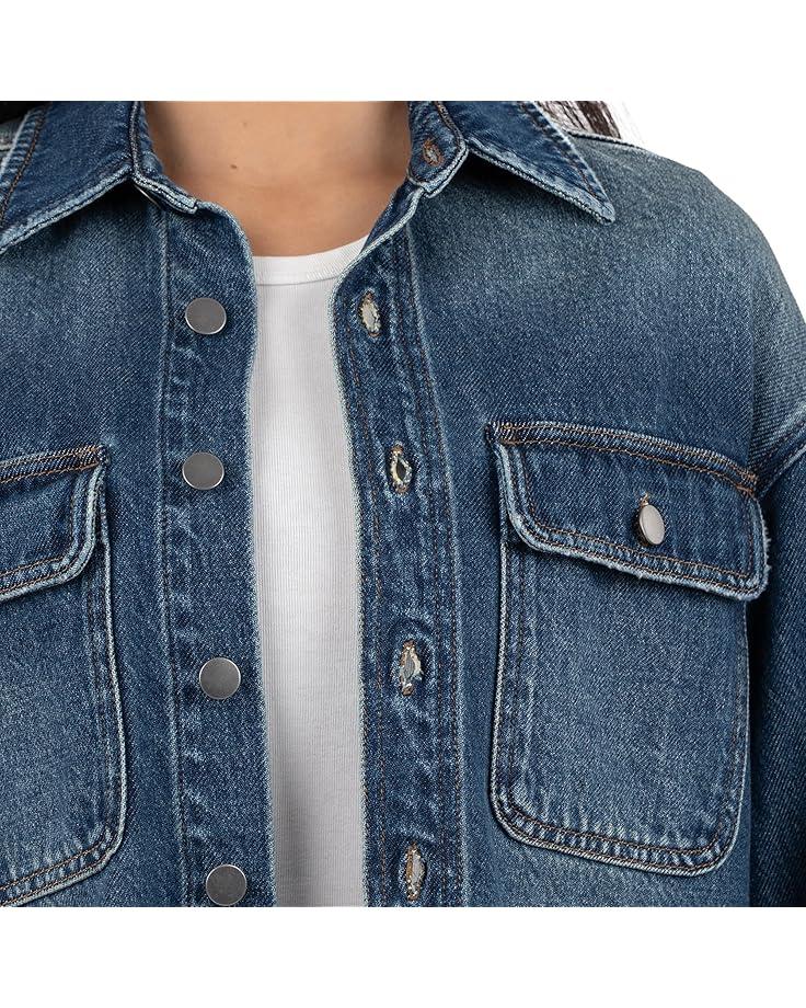 KUT From The Kloth LANA JACKET-DROP SHOULDER /PATCH FLAPS FRONT POCKETS Women's Assertiveness With Dark Base Wash