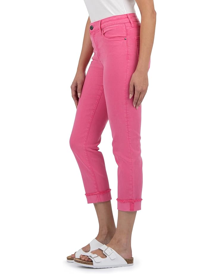 KUT From The Kloth Petite Amy Crop Straight Leg Roll-Up Fray In Sugar Coral Women's Sugar Coral