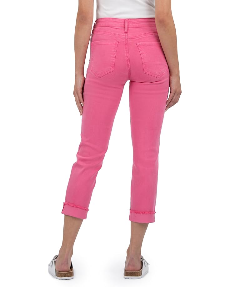 KUT From The Kloth Petite Amy Crop Straight Leg Roll-Up Fray In Sugar Coral Women's Sugar Coral